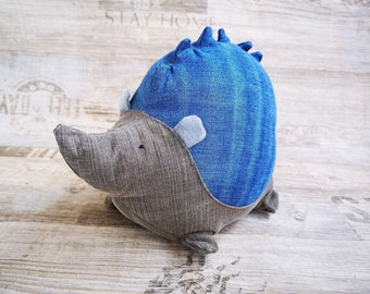 Eddie the Hedgehog - Jeans Upcycling Unique Pillow