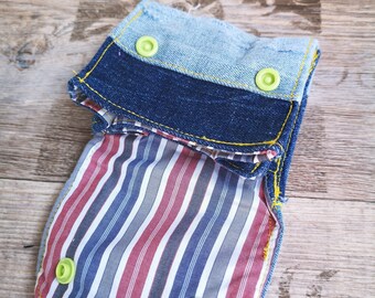 Small Money Bag Poppené Stripes - Jeans Upcycling Unique