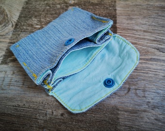 Small money bag Poppené turquoise - Jeans Upcycling unique