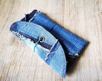 Mobile Phone Bag "Insight" - Jeans Upcycle disacycling Handmade
