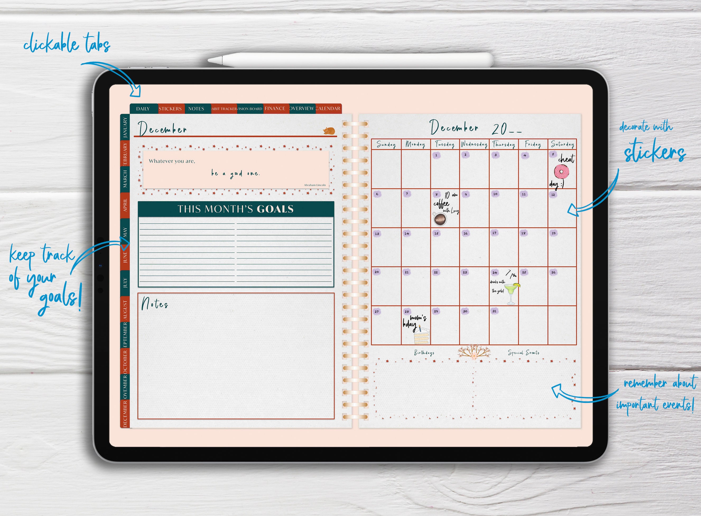 Daily DIGITAL PLANNER For Ipad tablets For Etsy