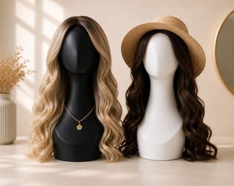Modern Abstract Mannequin Head for Wigs, Minimalist Faceless Display Stand,  Hat, Jewelry Display Head, T Pin Compatible, 18" Tall