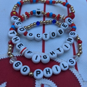 Philadelphia Phillies Bracelet/Phillies Friendship Bracelet/Red October Bracelet/Philly Sports Bracelet/Phillies Baseball Bracelet/Go Phils