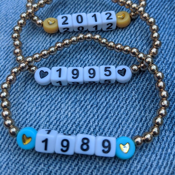 Personalized Birth Year Bracelet/Graduation Year Bracelet/Angel Number Bracelet/Special Date Friendship Bracelet/1989 Taylor Swift Bracelet