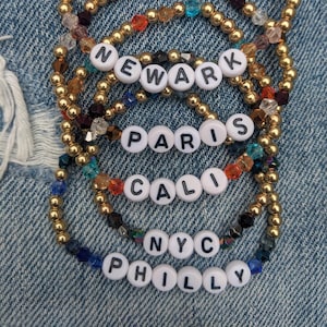 Benutzerdefinierte Stadt Armbänder/Ort Armbänder/State Armbänder/Reisende Armband/NYC Schmuck/Philly Armband/Wörter Armband/Heimatstadt Armband