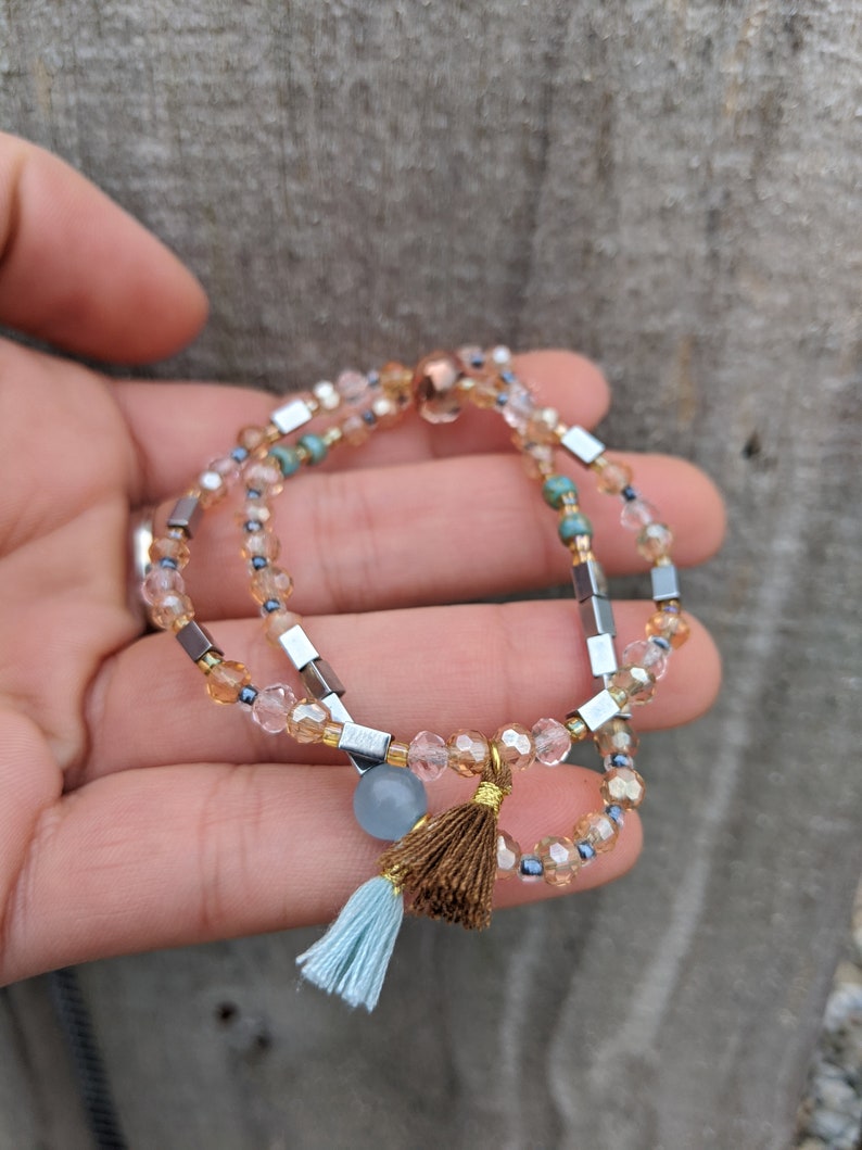 Mini Tassel Bracelet Set/shiny Layering Bracelet/stacking Etsy