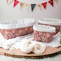 Cotton storage basket for your washable wipes, diapers, and baby products in 3 sizes - customizable with embroidery