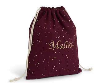 Beutel/Säckchen/Tasche für Kuscheltiere aus Baumwollgaze mit Kordelzug in 4 Größen – individuell bestickbar