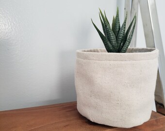 4" Planter Basket, Canvas Plant Pot, indoor planter, cute planter, spring decor