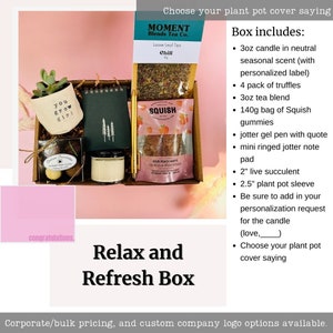 Relax & Refresh gift box - Sending a hug care package, Thinking of you care package for men, Succulent gift box, Thank You Gift