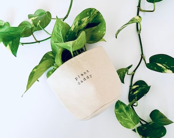 Plant Daddy - Planter Basket, Canvas Plant Pot, indoor planter, cute planter PLANT NOT INCLUDED