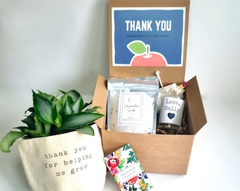 Teacher Care Package | PLANT NOT INCLUDED | Thank you for helping me grow gift box | Gift for Teacher