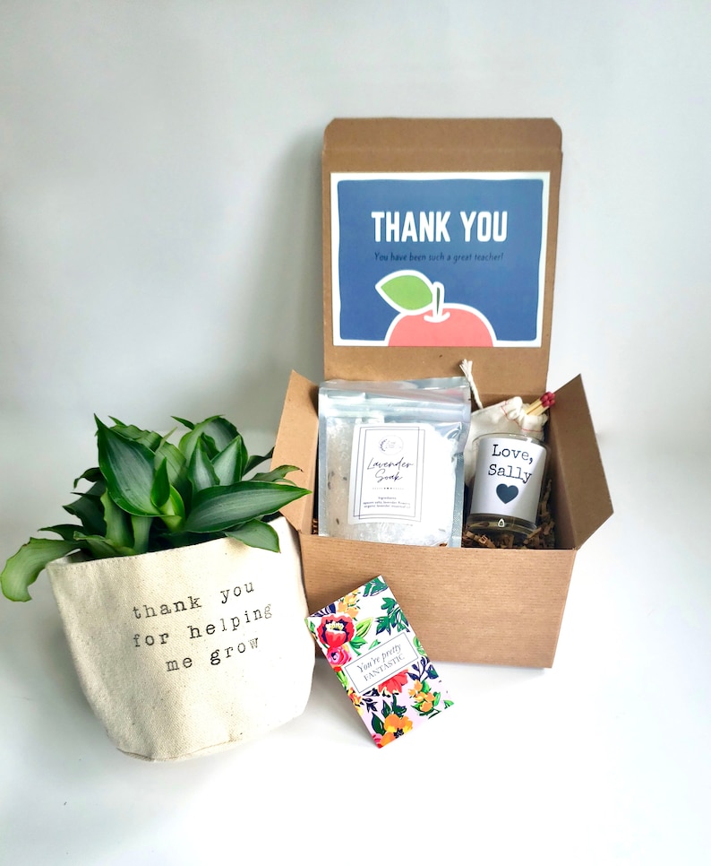 Teacher Care Package | PLANT NOT INCLUDED | Thank you for helping me grow gift box | Gift for Teacher image 1
