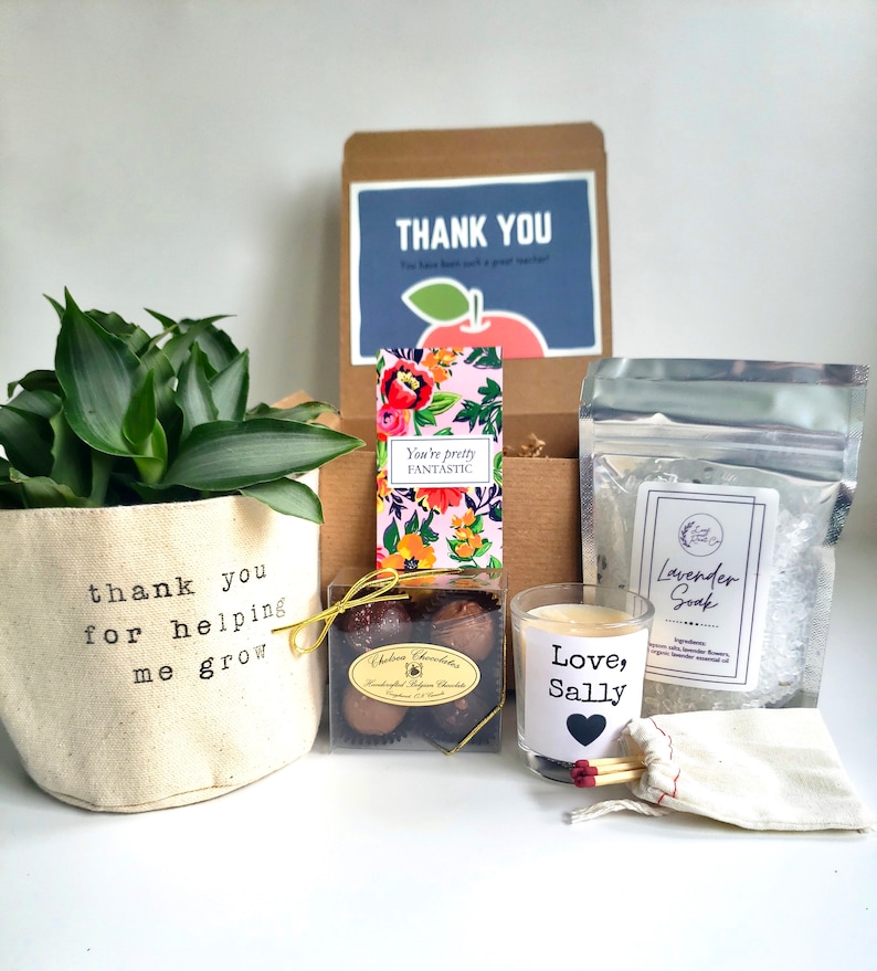 Teacher Care Package | PLANT NOT INCLUDED | Thank you for helping me grow gift box | Gift for Teacher image 2