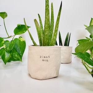 Plant Mom Planter - Planter Basket, Canvas Plant Pot, cute planter, spring decor