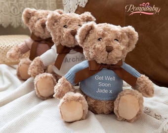 Cadeau personnalisé ours en peluche : prénom brodé, ours de guérison