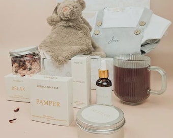 Coffret cadeau pour une nouvelle maman | de luxe pour future maman | Panier de soins post-partum | Coffret cadeau grossesse | Gâteries relaxantes pour maman