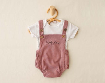 Personalised Baby Girl Vest Grow Suit Dungarees Pregnancy Announcement Coming Soon Surname Due Date gift Baby Reveal Gift New Baby Clothes