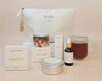 Panier personnalisé pour chouchouter pour nouvelle maman - Coffret cadeau végétalien | Boîte aux lettres de maternité | Panier cadeau de grossesse pour future maman | Trousse post-partum