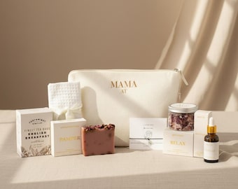 Cadeau nouvelle maman | Coffret cadeau de luxe pour future maman | Panier de soins végétaliens post-partum | Coffret cadeau grossesse | Gâteries relaxantes pour l'anniversaire des nouvelles mamans