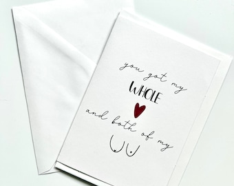 Minimalistic valentines day boobs gift card for girlfriend, best friend & your date