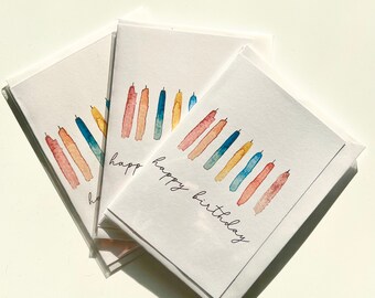 watercolor greeting card with envelope for birthdays personalizeable/ minimalistic birthday card / personalize / your name / ecofriendly