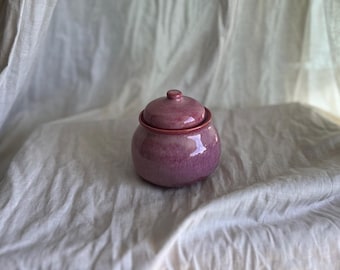 sugar bowl with pink glaze