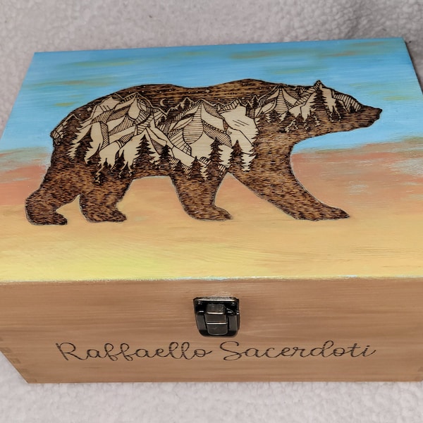 XL Bear Personalized Wood Box