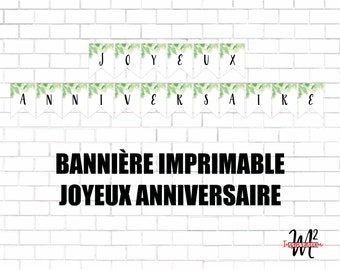 Bannière imprimable Joyeux anniversaire en téléchargement instantané en français