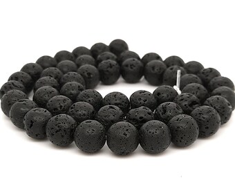 Natural LAVA STONE, High-Quality GRADE A, Semi-precious Gemstone Round Beads, Size 8mm, 10mm - Approx 16.2'' strand