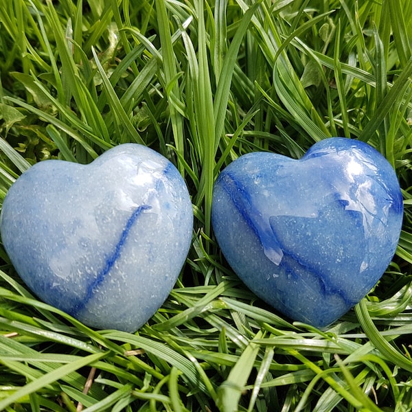 Natural BLUE QUARTZ heart gemstone, High-Quality GRADE A, 4cm