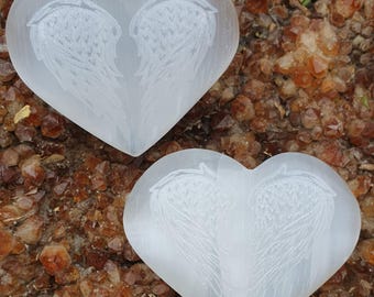 SATIN SPAR Hearts with Wings: Angelic Grace and Serenity from Morocco, AA Quality