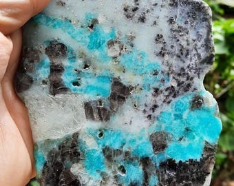 AMAZONITE PEGMATITE SLAB, 336g Polished Crystal Plate from Madagascar, Throat Chakra & Calm Balance Stone
