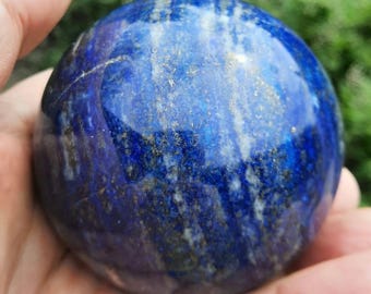 LAPIS LAZULI Sphere, Royal Blue Orb from Afghanistan, Polished Crystal Ball, Golden Pyrite Stars & Third Eye