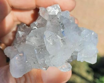 AA APOPHYLLITE Cluster, 121g Sparkling Clear Crystal from India, Chalcedony Matrix, Crown & Third Eye Chakra Specimen
