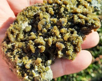 Raw EPIDOTE Specimen – Deep Green Crystal Cluster on Matrix from Morocco, AAA Quality