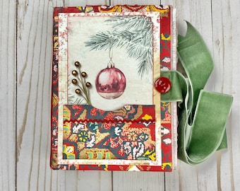 FANCIFUL CHRISTMAS Journal. Junk Journal. Handmade Book. Holiday. Gift. Keepsake. Photo Album.