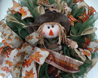 Scarecrow Wreath for front door, Autumn, Farmhouse