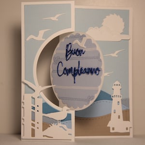 biglietto auguri buon compleanno fatto a mano tema marino