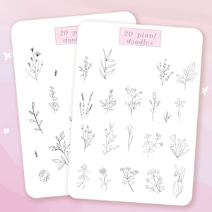 Autocollants vintage Spring Flower pour les planificateurs, bullet journal - feuille d’autocollants décorative, dessinée à la main et soigneusement conçue
