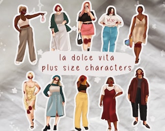 La Dolce Vita Plus Size Girl Stickers, Handmade Scrapbooking Art