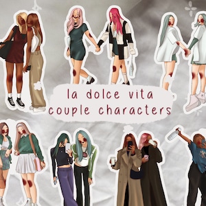 Couple, amies - Stickers filles inspirés de la Dolce Vita, couleurs disponibles || scrapbooking, stickers fille, oeuvres d'art faites main