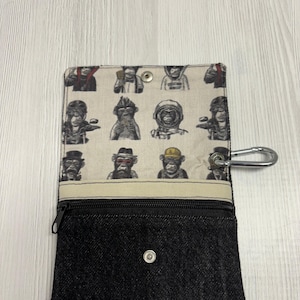 Minibörse Portemonnaie Jeansbörse Minimäppchen Nachhaltigkeit Upcycling Geschenk Affen