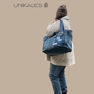 Vintagetasche aus Pike Brothers - Jeans special Umcycling  Upcycling Big Bag Weekender große stabile Tasche Nachhaltig Big shopper