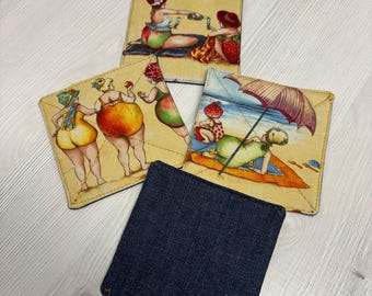 Untersetzer Glasuntersetzer Tassenuntersetzer Tassenteppich fruit Ladies Flaschenuntersetzer Nachhaltig Umcycling Jeansuntersetzer Set1