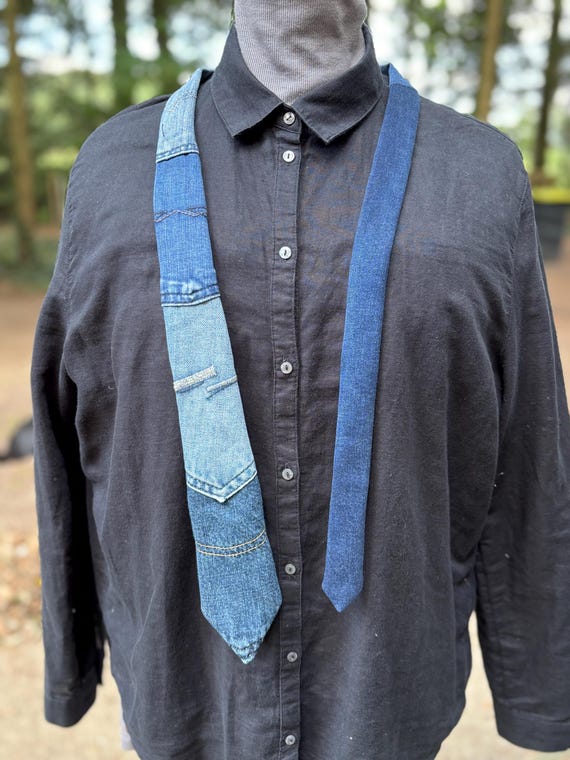 Upcycled Denim Krawatte Jeanskrawatte genderneutral nachhaltig cool