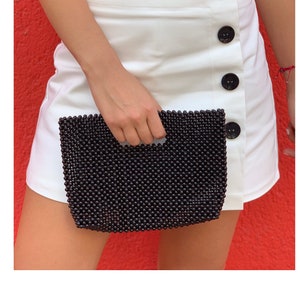 Beaded Bag I Beaded Purse I ClutchI Retro Bag I Handmade Bag I Vintage Bag I Black Bag