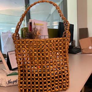 Sac en bois avec perles I Sac à main en perles I Pochette I Sac à bandoulière en perles I Sac fait main I Sac en perles vintage