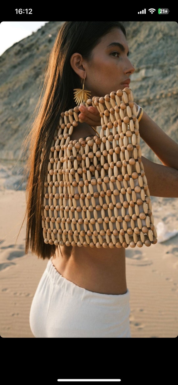 Wooden Beaded Bag I Beaded Purse I Clutch Bag I Beaded Shoulder