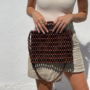 Bolso de cuentas de madera I Monedero de cuentas I Bolso de mano I Bolso de hombro de cuentas I Bolso hecho a mano I Bolso de cuentas vintage